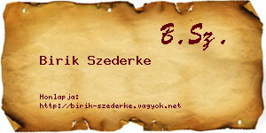 Birik Szederke névjegykártya